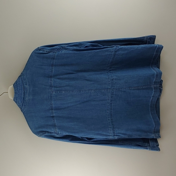 Style & Co Size XL Jean jacket with cinch waist 4 pockets tab 2 snap button cuff - Picture 2 of 14